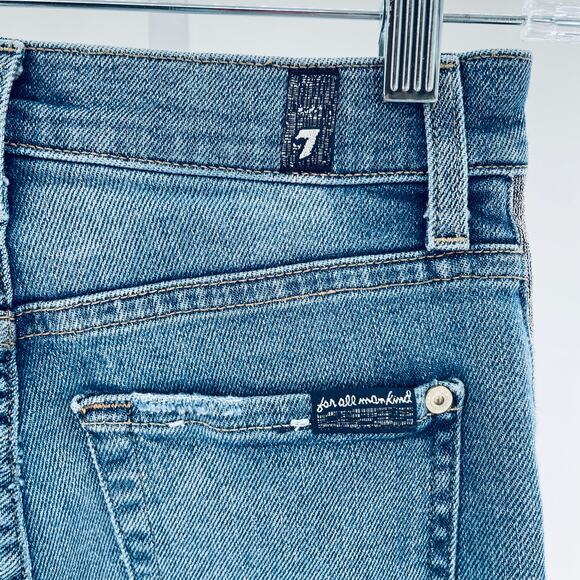 7 For All Mankind High Waist Ankle Skinny Blue Denim Silver Stripe Y2K Jeans 24 - Picture 9 of 15